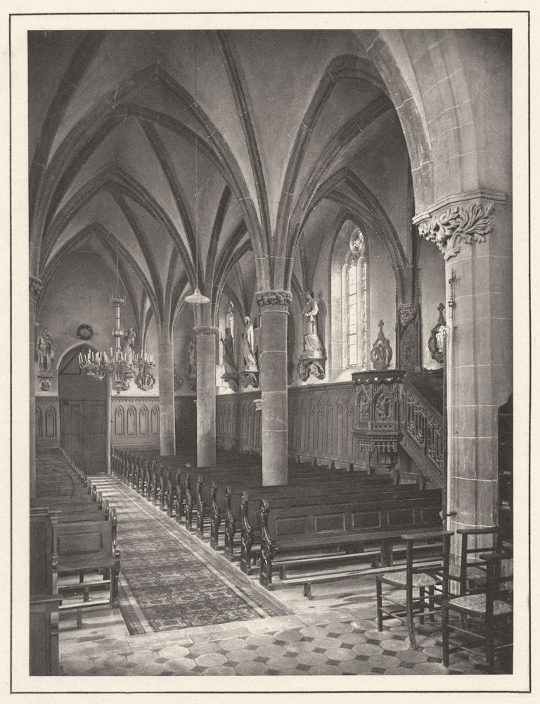 MOSELLE. Zetting. Intérieur de l'èglise 1937 old vintage print picture